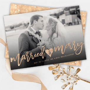 Married & Merry Photo Holiday Wedding Announcement