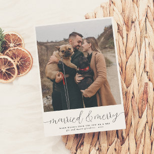 Married & Merry Simple Christmas Holiday Photo Card