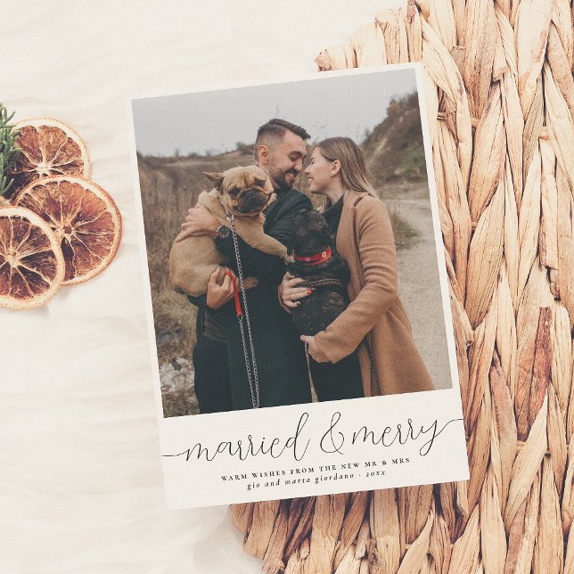 Married & Merry Simple Christmas Holiday Photo Card (Creator Uploaded)