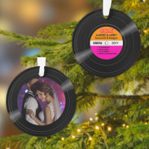 Married & Merry Vinyl Record Pink Orange Photo