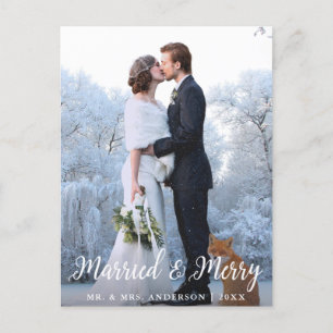 Married & Merry Wedding Christmas Photo L Postcard
