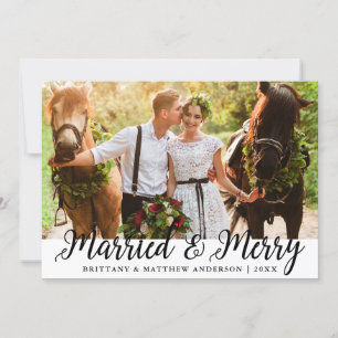 Married & Merry Wedding Photo Christmas Card