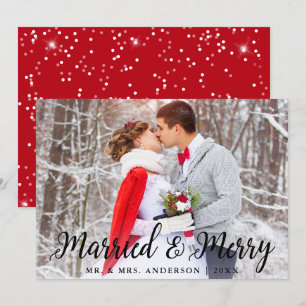 Married & Merry Wedding Photo Christmas Card S