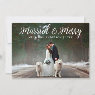 Married & Merry Wedding Photo Christmas Card W