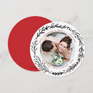 Married n Merry Christmas Wreath Holiday Card