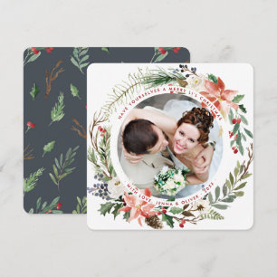 Married n Merry Christmas Wreath Holiday Card
