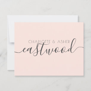 Married Name Blush Pink Wedding Monogram Note Card