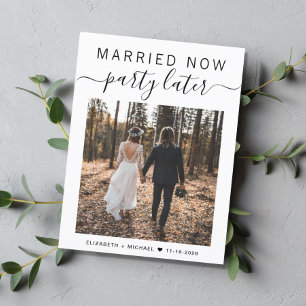 Married Now Party Later Photo Wedding Announcement Postcard