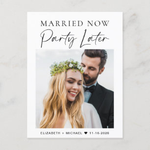 Married Now Party Later Photo Wedding Announcement Postcard