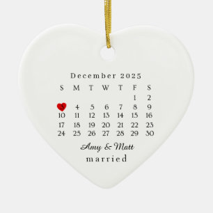 Married Ornament, Wedding Gift, Wedding Date Ceramic Tree Decoration
