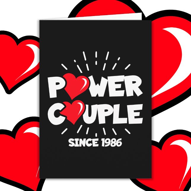 Married Power Couple 1986 Cute Wedding Anniversary Card (Creator Uploaded)