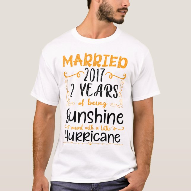 Married Since 2017, 2nd Wedding Anniversary Gift T-Shirt (Front)