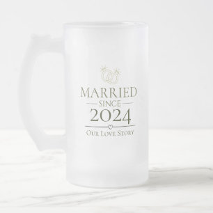 Married Since Personalised Year Our Love Story Frosted Glass Beer Mug
