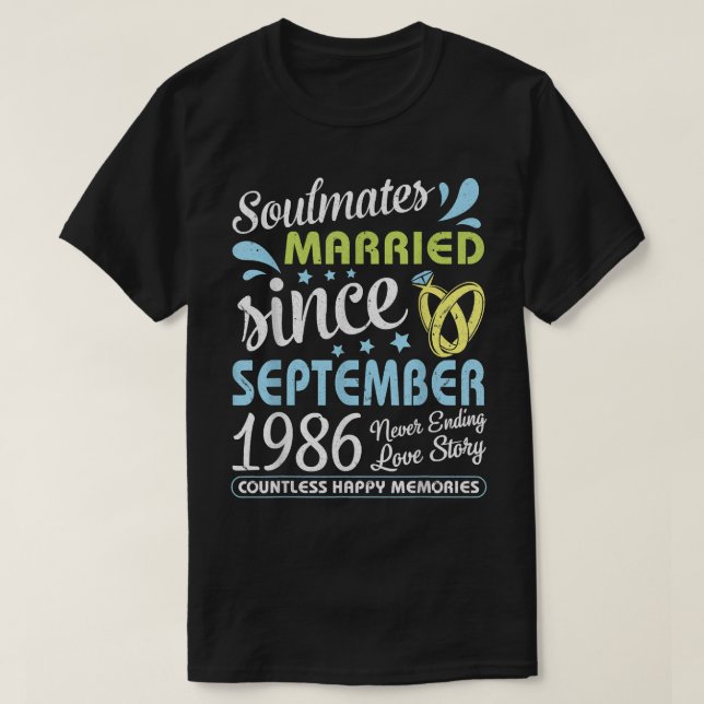 Married Since Sept 1986 Never Ending 36 Years Love T-Shirt (Design Front)