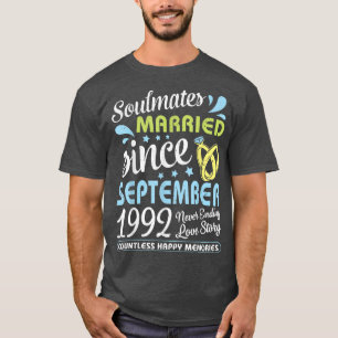 Married Since Sept 1992 Never Ending 30 Years Love T-Shirt