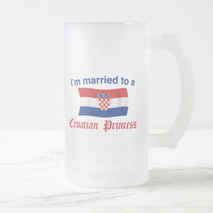 Married to a Croatian Princess Frosted Glass Beer Mug