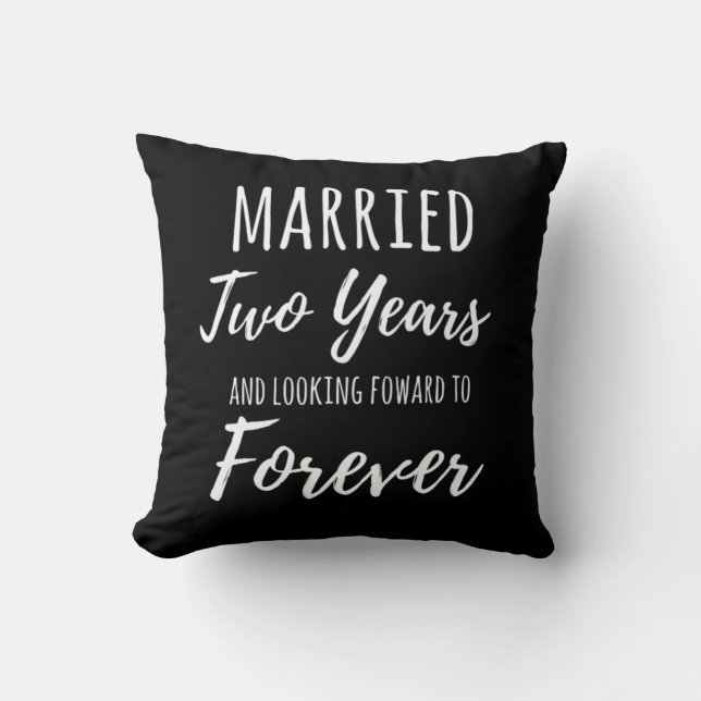 Married Two Years 2nd Marriage Wedding Anniversary Cushion (Front)