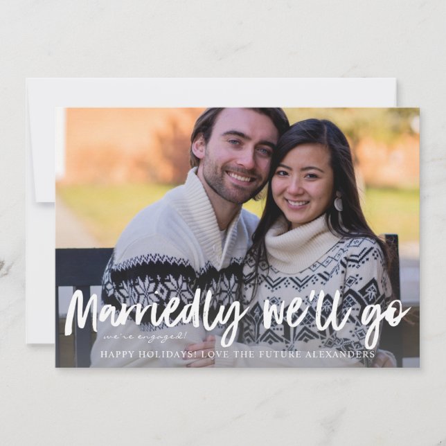 Marriedly We'll Go Holiday Engagement Photo (Front)