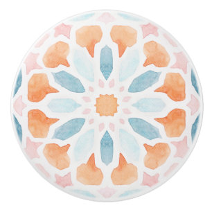 Marrocan tile in orange Ceramic Knob