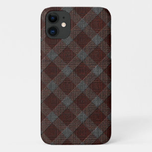 Marrom cross tartan plaid with slight grey relief iPhone 11 case