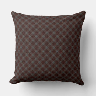 Marrom cross tartan plaid with slight grey relief cushion
