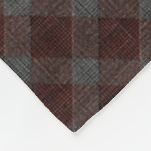 Marrom cross tartan plaid with slight grey relief fleece blanket
