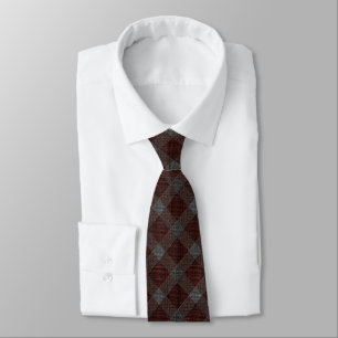 Marrom cross tartan plaid with slight grey relief tie