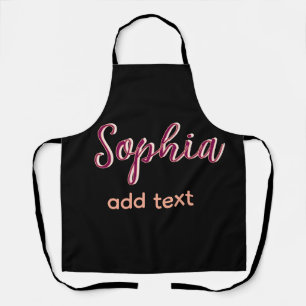 marron add name girl boss text black elegant apron