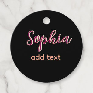 marron add name girl boss text black elegant favour tags