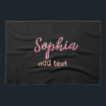 marron add name girl boss text black elegant tea towel<br><div class="desc">girly design</div>