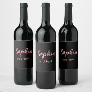 marron add name girl boss text black elegant wine label