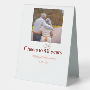 Marron bow cheers to 40 years anniversary wedding