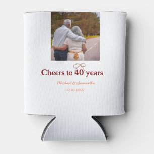 Marron bow cheers to 40 years anniversary wedding  can cooler