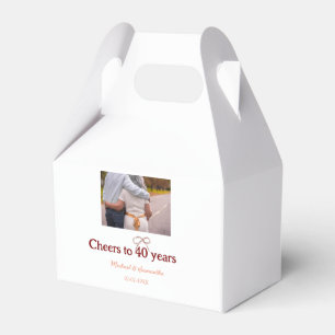 Marron bow cheers to 40 years anniversary wedding favour box