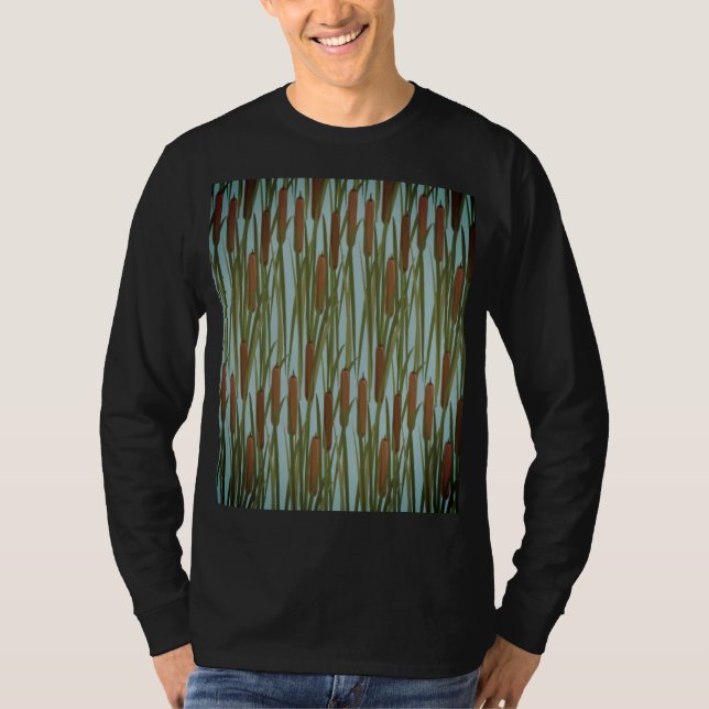 Marron Flowers Geometric Seamless Textured T-Shirt (Front)
