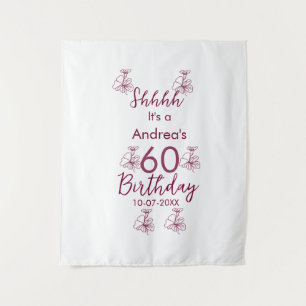Marron white mauve shhhh 60th birthday floral name tapestry