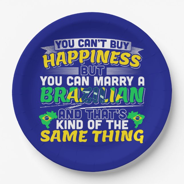 Marry a Brazilian - Brazil Happiness Paper Plate (Front)