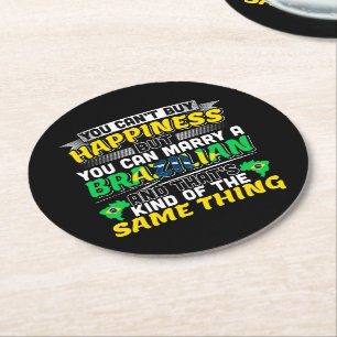 Marry a Brazilian - Brazil Happiness Round Paper Coaster