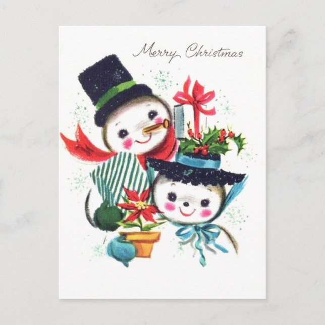 Marry Christmas from Snowman Couple Postcard (Front)