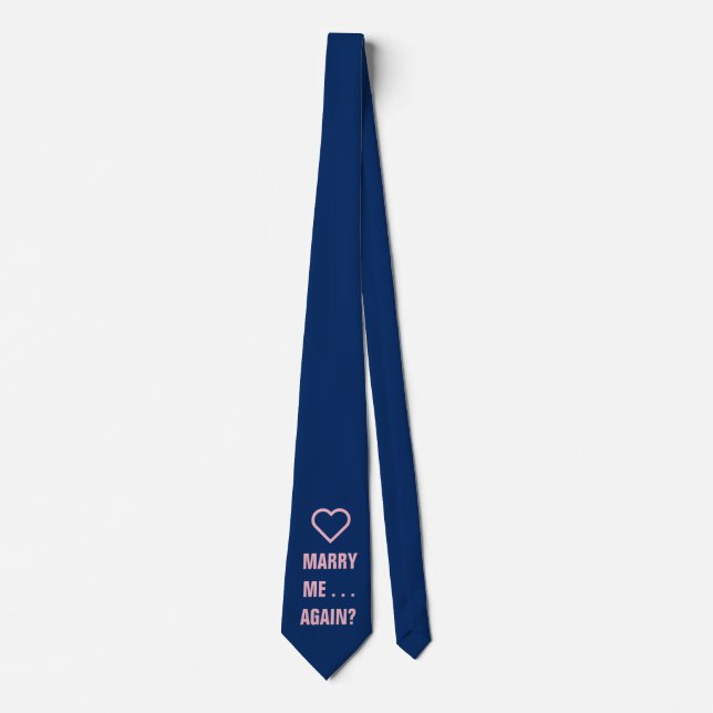 Marry Me Again?  Vow Renewal Pink Heart Template Tie (Front)