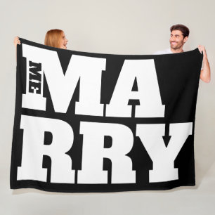 'Marry Me' Black And White Bold Wedding Proposal  Fleece Blanket