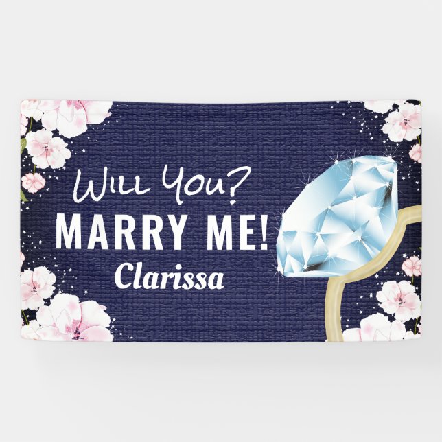 Marry Me Diamond Floral Banner (Horizontal)