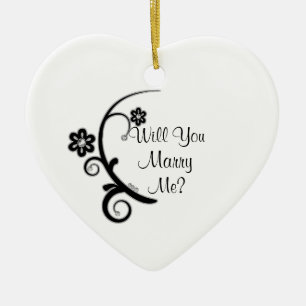Marry Me Faux Diamond Flower Engagement Ornament