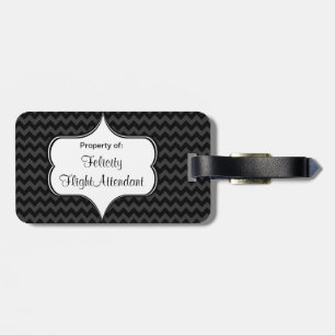 Marry Me Fly Free Charcoal Chevron Luggage Tag