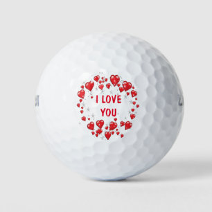 Marry Me Love You Red Heart Proposal Golf Balls