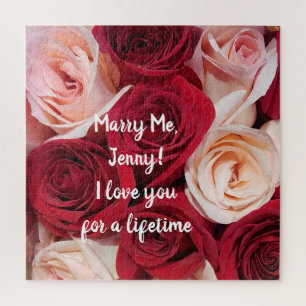 Marry Me Marriage Proposal Romantic Roses Puzzle