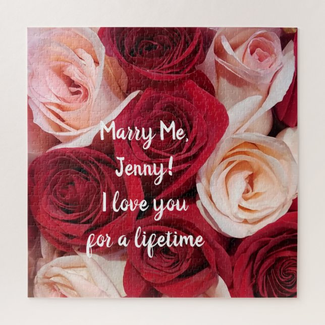 Marry Me Marriage Proposal Romantic Roses Puzzle (Vertical)