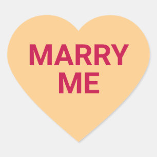 Marry me orange cute Valentine's Day conversation Heart Sticker