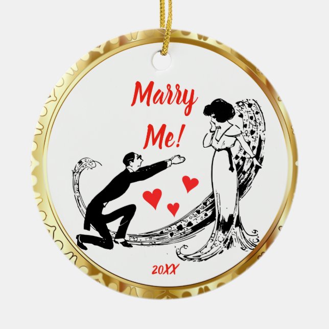 Marry Me Personalised Plate Ceramic Tree Decoration (Front)