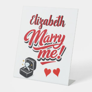 Marry Me Proposal Custom Name  Pedestal Sign